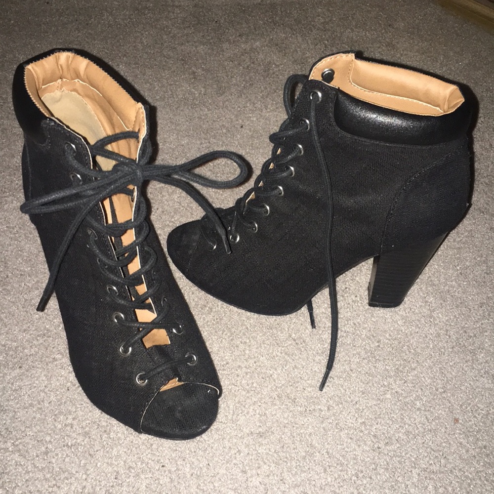 Black lace up heels